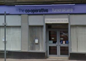 shop front respray COOP Funeralcare Tollcross